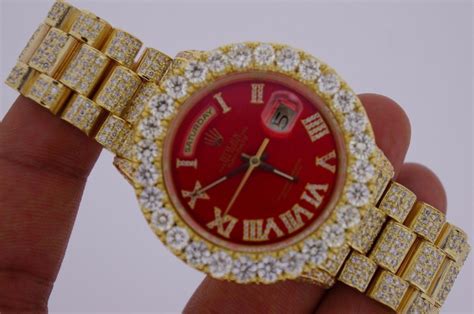 red face ice bezel rolex presidential replica|rolex iced out watches.